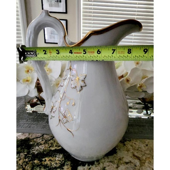 Large White & Gold B&D China Pitcher - Picture 6 of 11